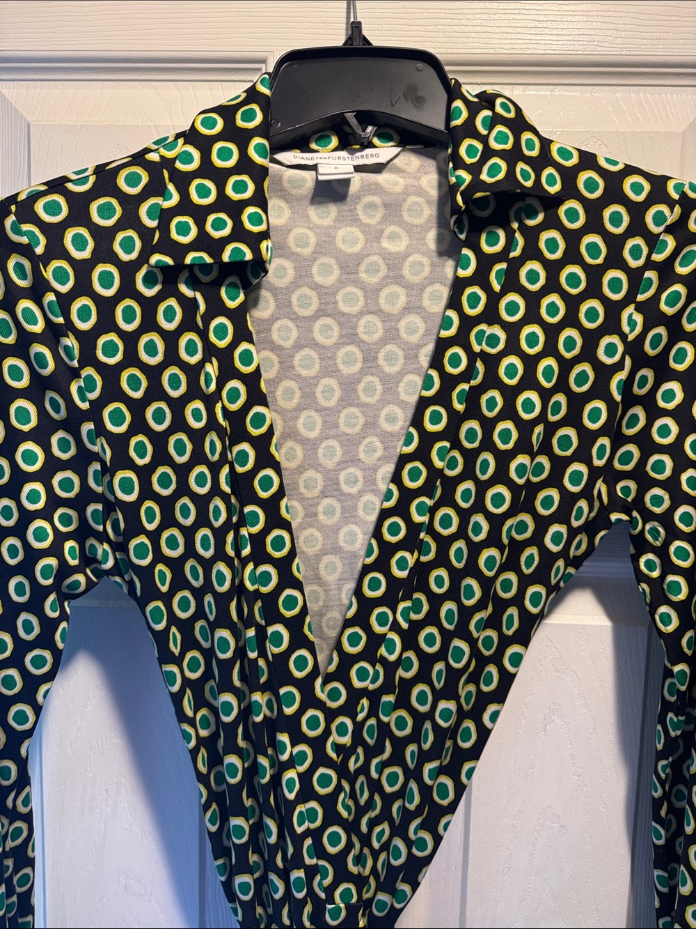 Green & Black Geometric print dress Shirt by Diane von Furstenberg